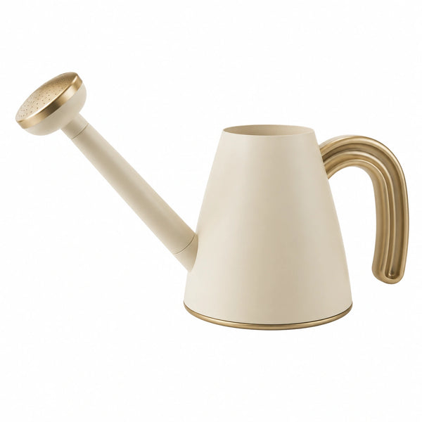 Arrosoir beige avec pommeau doré amovible