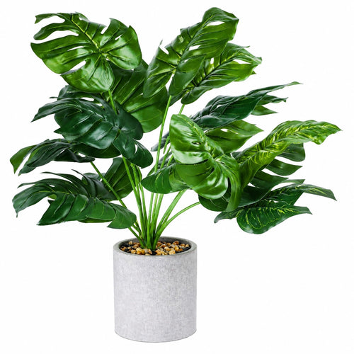 Plante décorative artificielle avec pot, feuilles vertes