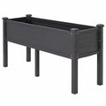 Jardinière surélevée extérieure en métal anthracite avec drainage intégré