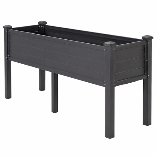 Jardinière surélevée extérieure en métal anthracite avec drainage intégré