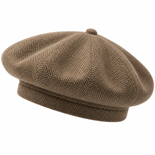 Béret motif chevron marron