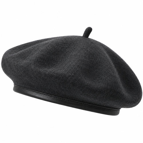 Béret Classique en Laine Gris Foncé