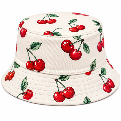 Bob à motif de cerises - Beige et Rouge