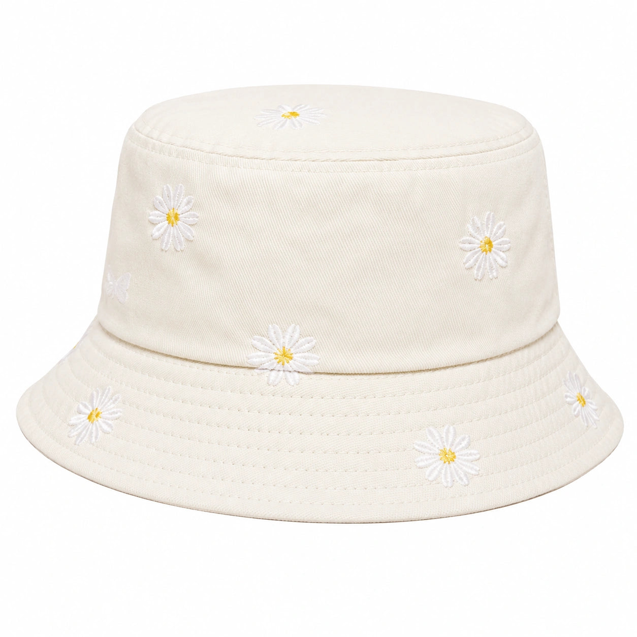Bob beige brodé de marguerites pour unisexe