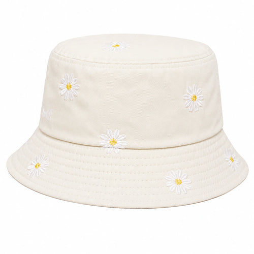 Bob beige brodé de marguerites pour unisexe