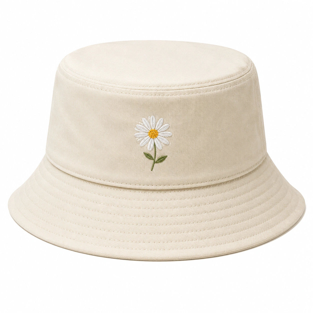 Chapeau Bob Beige avec Pâquerette Brodée