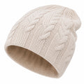Bonnet tricoté torsadé beige pour adultes