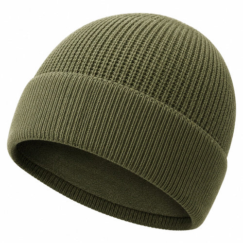 Bonnet en tricot vert olive pour adulte