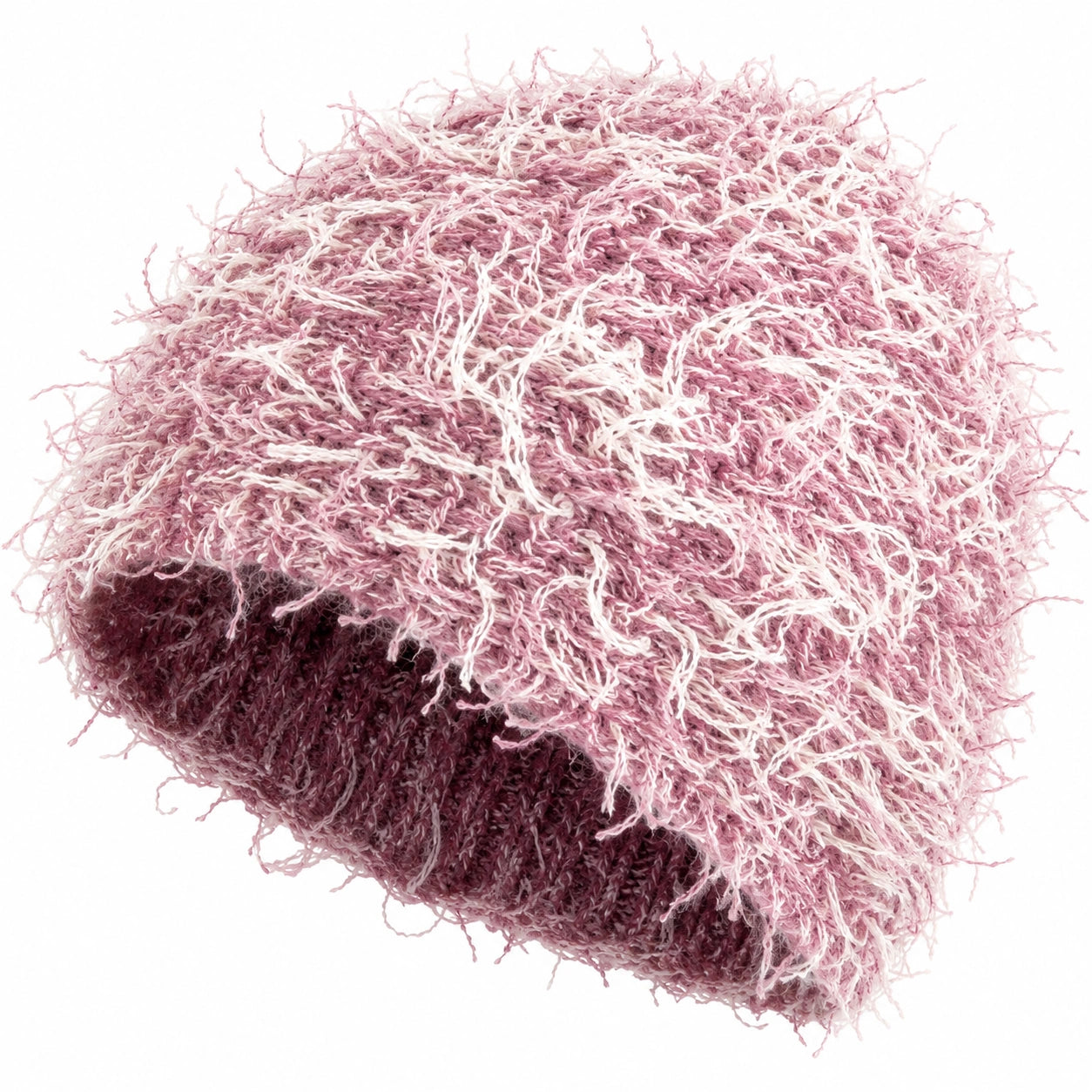 Bonnet épais texturé rose et blanc