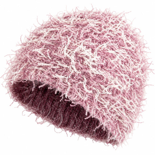 Bonnet épais texturé rose et blanc