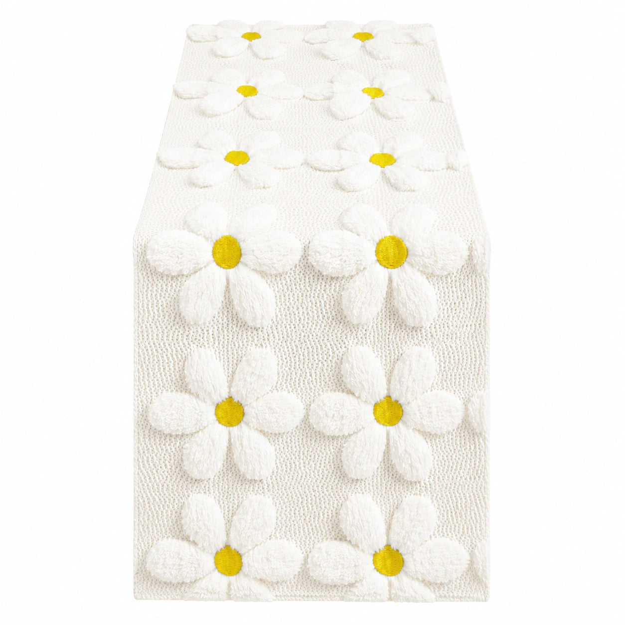 Chemin de table motif marguerite 180cm - Blanc et Jaune
