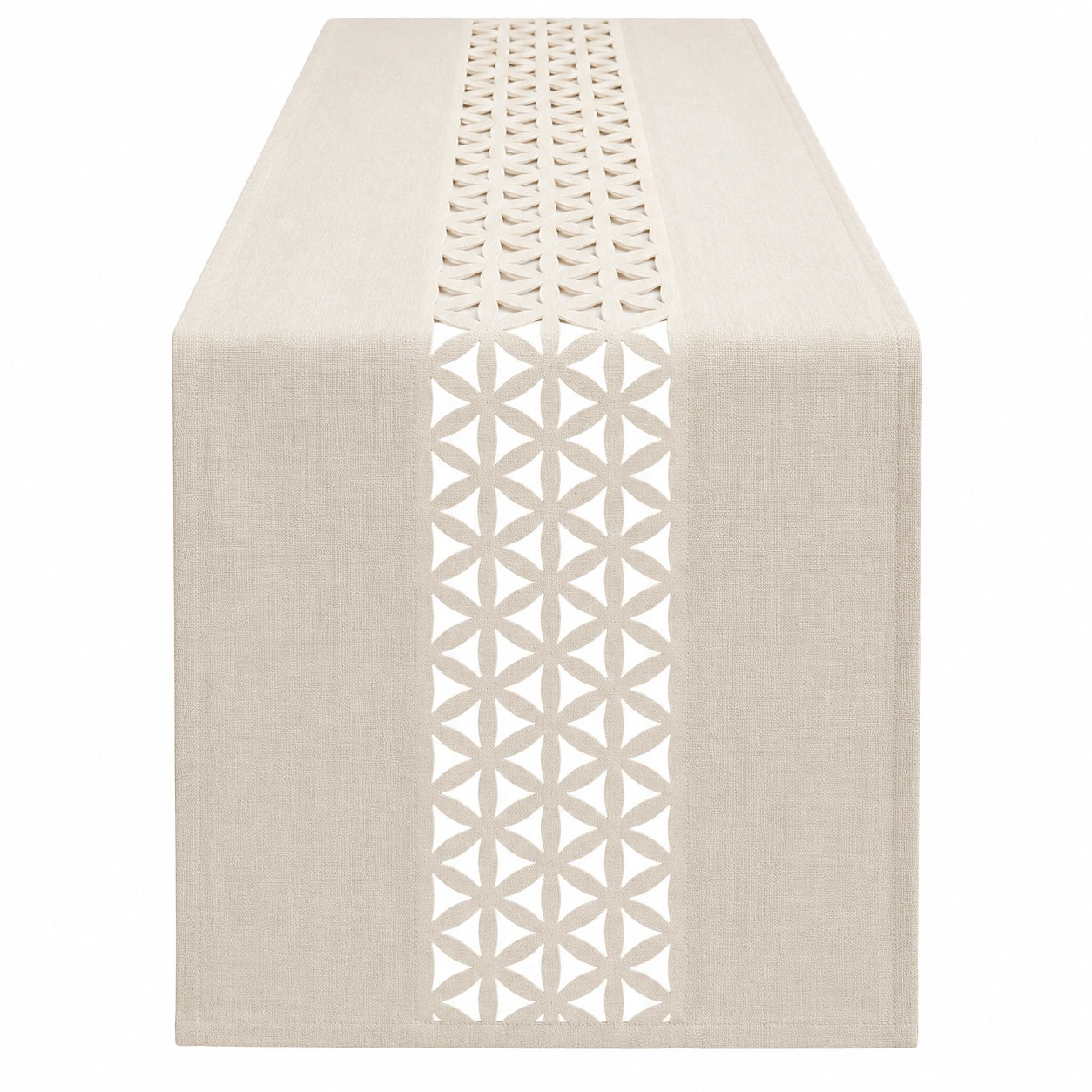 Chemin de Table Beige avec Découpe Laser de Style Géométrique