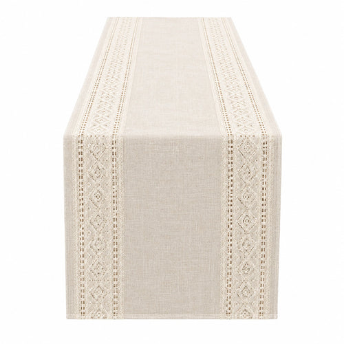 Chemin de Table Beige avec Dentelle Élégante