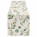 Chemin de Table Feuillage Eucalyptus Vert en Beige