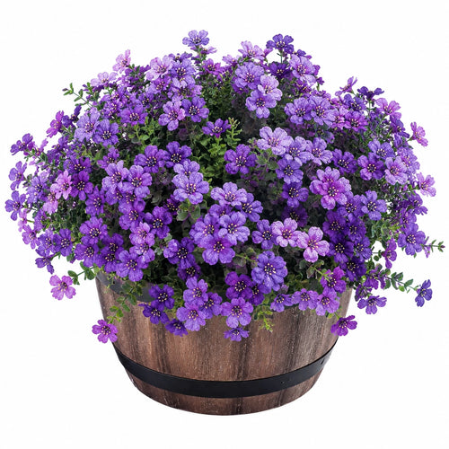 Plante en Pot avec Fleurs Artificielles Violettes pour Décoration Intérieure Extérieure, 30cm