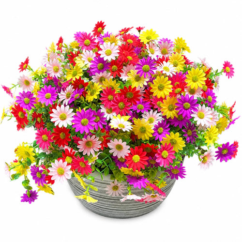 Composition de Fleurs Artificielles Multicolores avec Pot